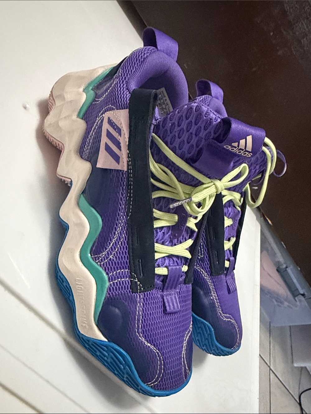 adidas women Purple Sneakers with Lime and Teal Accents